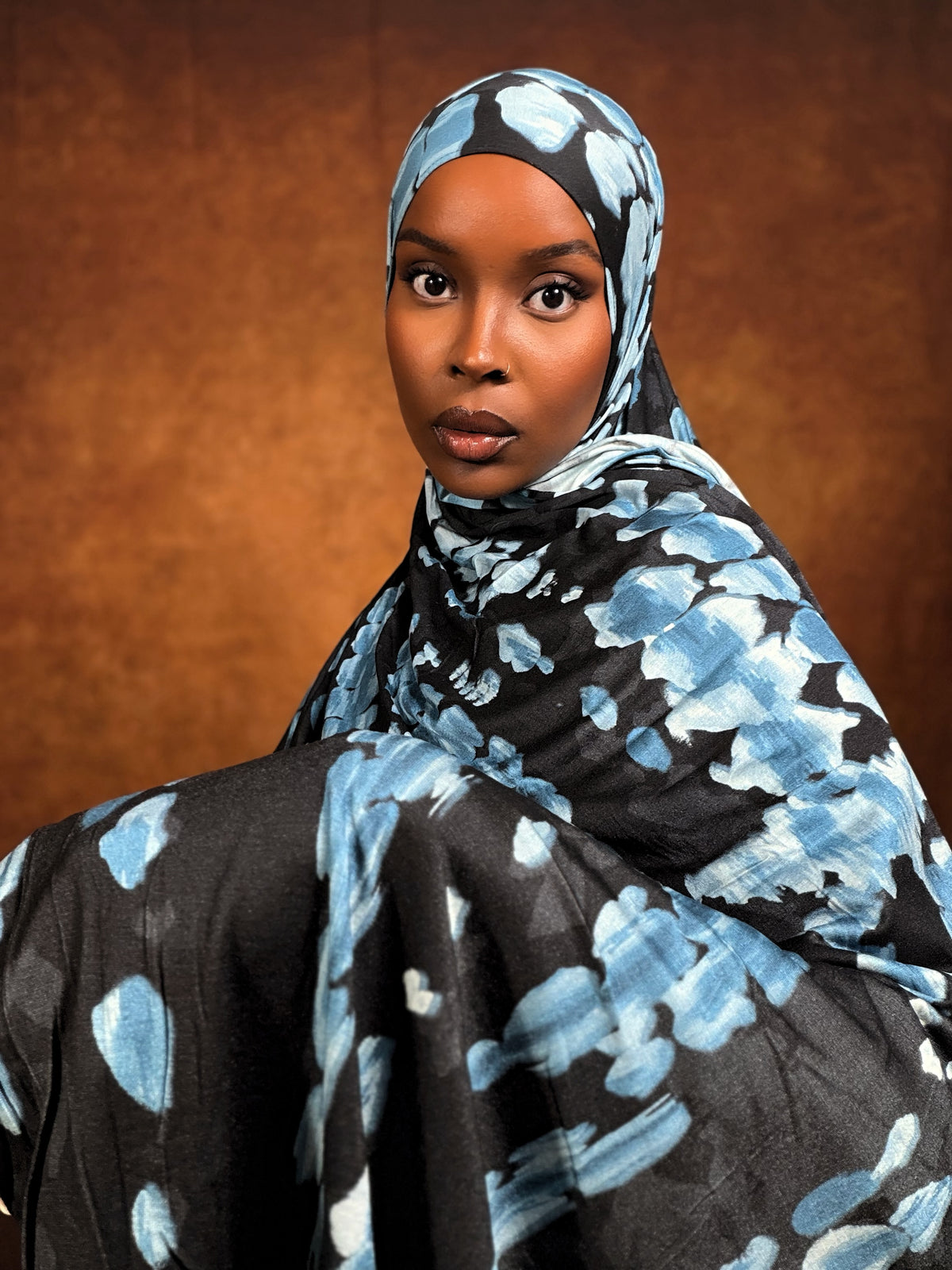 Blue Croc Printed Jersey Hijab