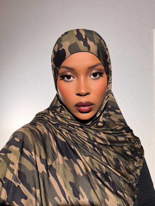 Green Camouflage Jersey Hijab