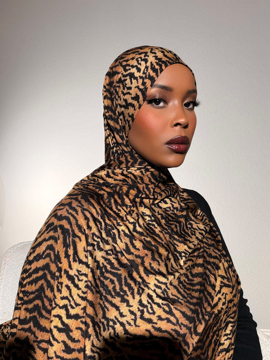 Tiger Print Jersey Hijab